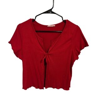 Forever Rose Red Women's Tie-Front Top
